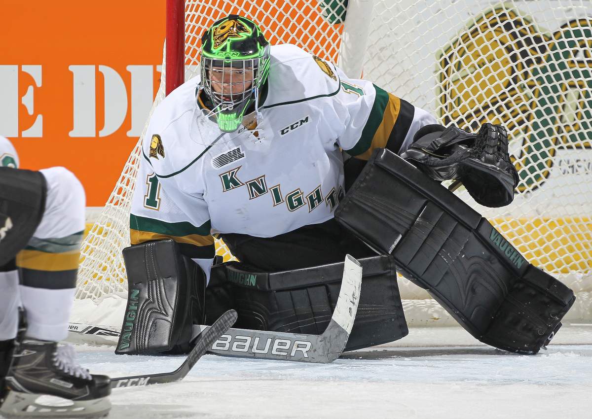 LONDON, ON - Tyler Parsons #1 of the London Knights (Photo by Claus Andersen/Getty Images).