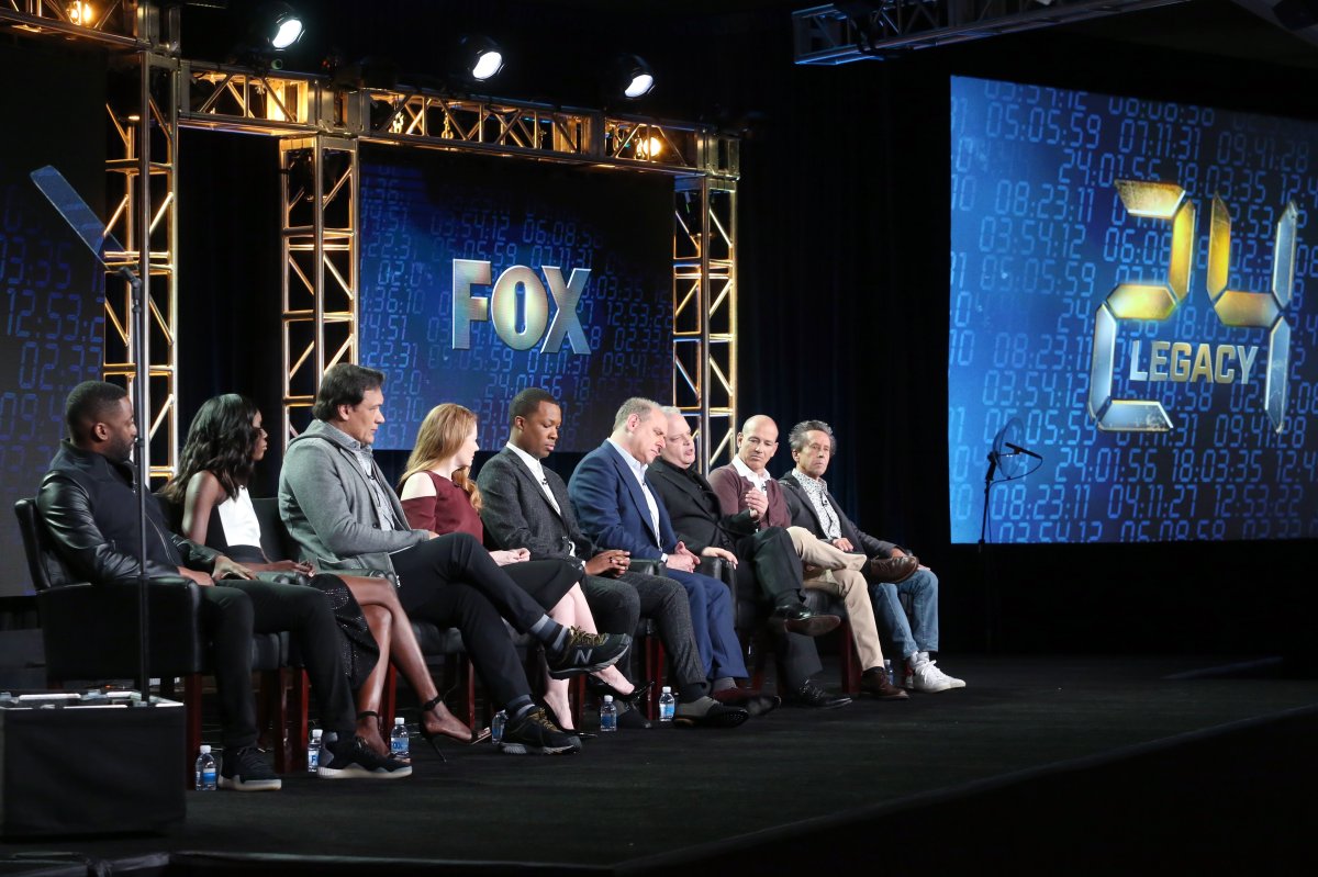 Actors Ashley Thomas, Anna Diop, Jimmy Smits, Miranda Otto, and Corey Hawkins, Co-creators/Executive producers Evan Katz and Manny Coto, and Executive producers Howard Gordon and Brian Grazer of the television show '24: Legacy' speak onstage during the FOX portion of the 2017 Winter Television Critics Association Press Tour at Langham Hotel on January 11, 2017 in Pasadena, California.  