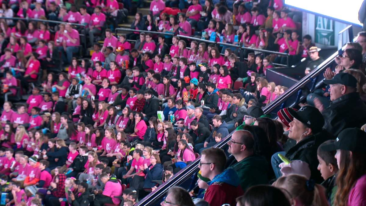 Over 8,000 Calgary and Area students were at the Scotiabank Saddledome on Wednesday for the first-ever \’Be Brave\’ anti-bullying game.
