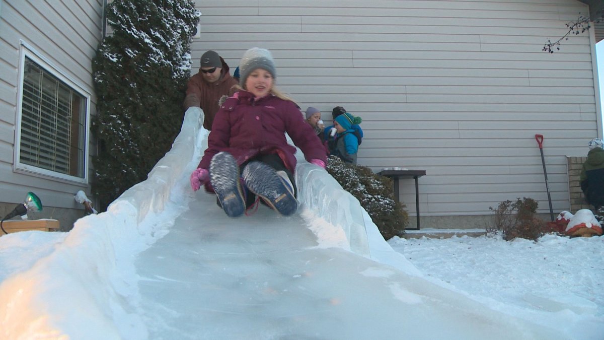 Ice carver uses leftovers to build massive slide in front yard Globalnews.ca