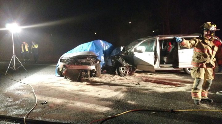 A fatal collision on the Red Hill Valley Parkway in Hamilton on Feb. 21, 2017.