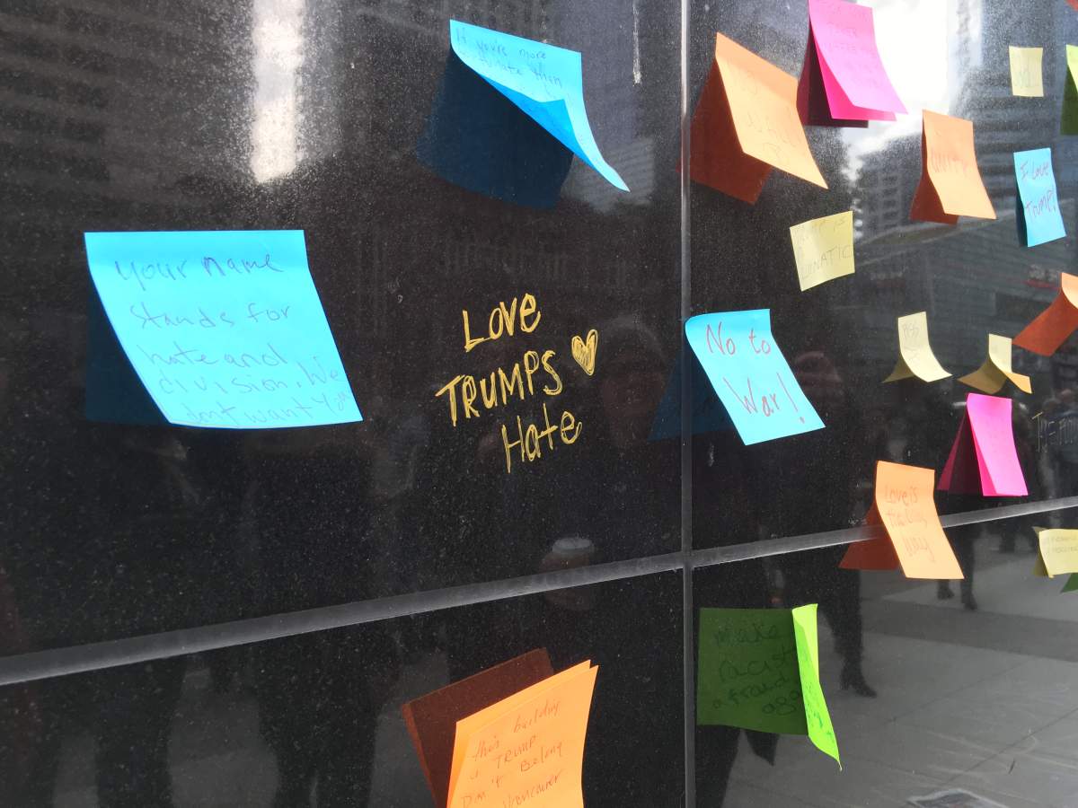 trump tower opening vancouver protest