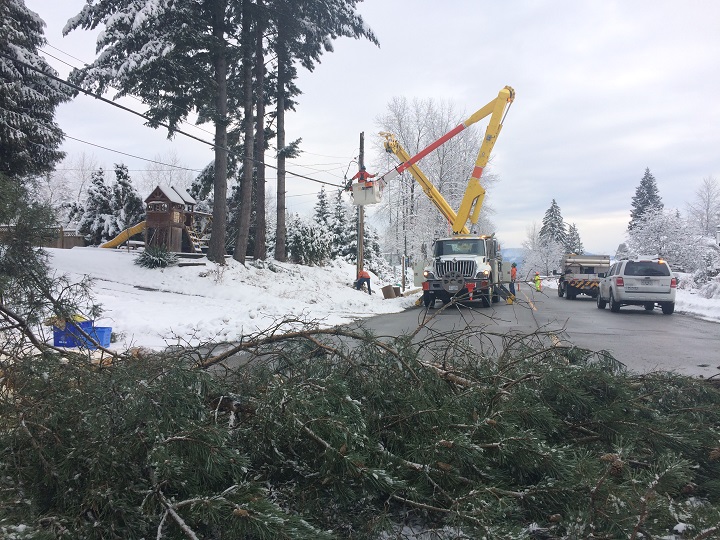City crews are busy removing debris from streets following a recent snowstorm.