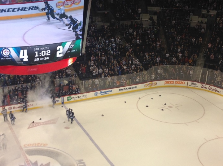 The hats reign down at MTS Centre after Patrik Laine recorded his third career hat trick.
