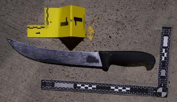 Photo of knife in officer-involved shooting in Lethbridge.