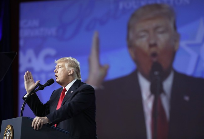 President Donald Trump speaks at the Conservative Political Action Conference (CPAC), Friday, Feb. 24, 2017, in Oxon Hill, Md. 