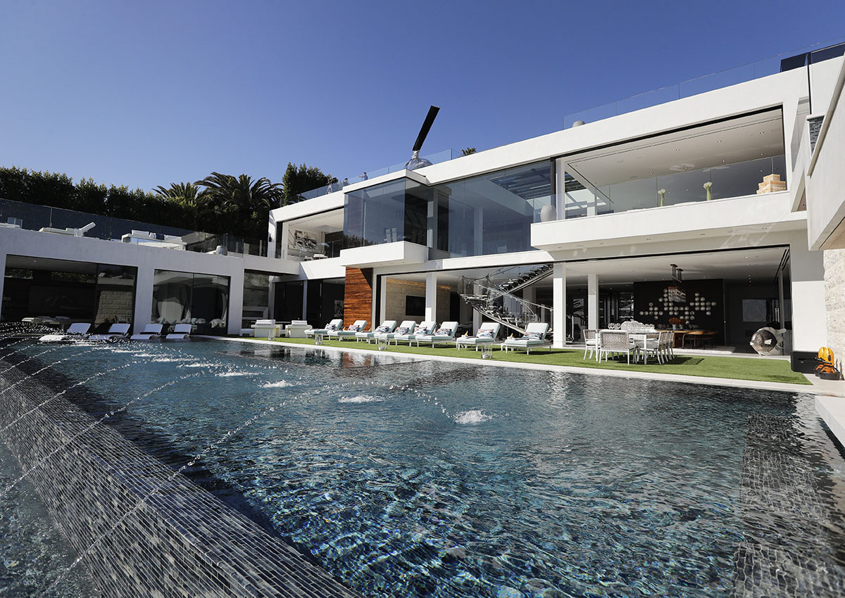An 85-foot infinity swimming pool at a $250 million mansion in the Bel-Air area of Los Angeles.
