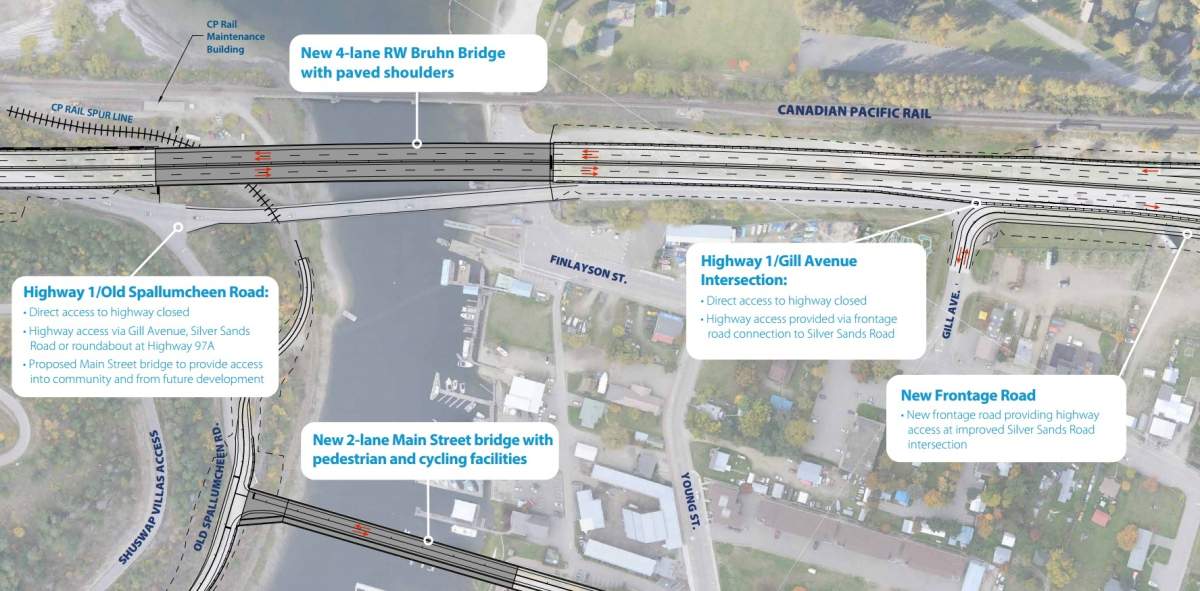 A Ministry of Transportation illustration of the two bridge option. It’s one of three options the province is proposing to replace the Bruhn Bridge.