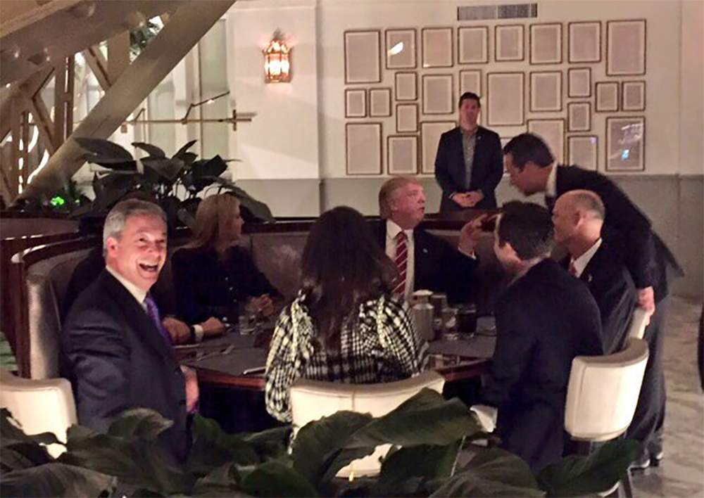 Nigel Farage looks pretty jazzed about his latest meeting with Donald Trump,.