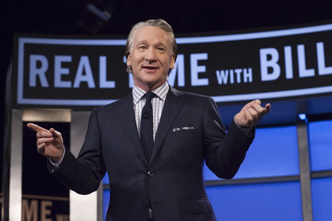 This April 8, 2016 photo released by HBO shows Bill Maher, host of "Real Time with Bill Maher," during a broadcast of the show in Los Angeles.