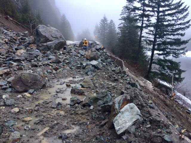 This is how much rock needs to be cleared off Highway 1 before the road can be reopened.