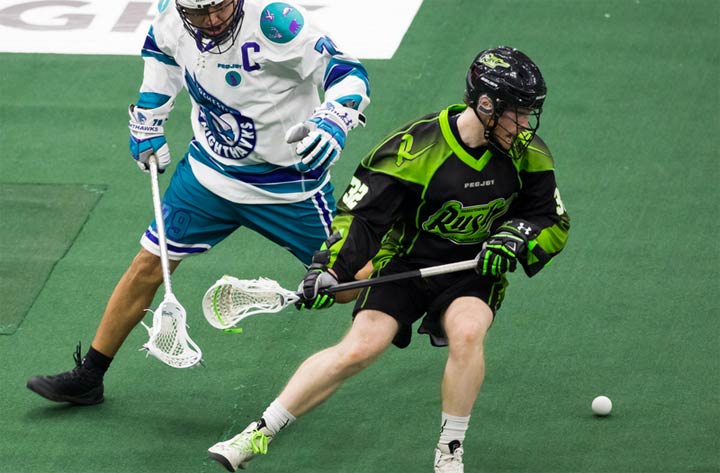 The Saskatchewan Rush downed the Rochester Knighthawks 21-12 on Saturday in National Lacrosse League action.