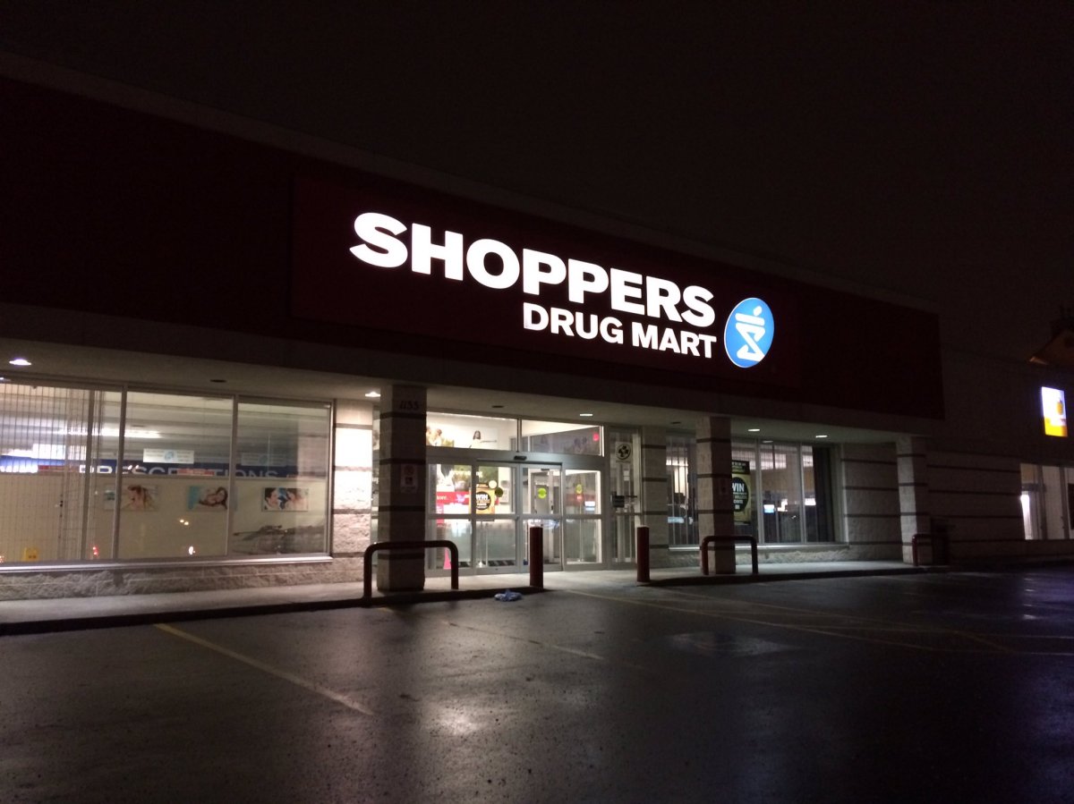 The Shoppers Drug Mart location at 1155 Commissioners Road East.