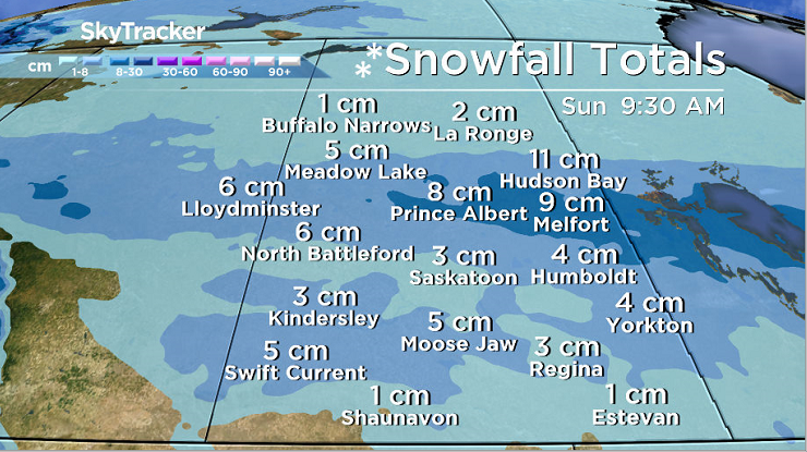 3 to 5 centimetres of snow is expected by Friday night in Saskatoon.