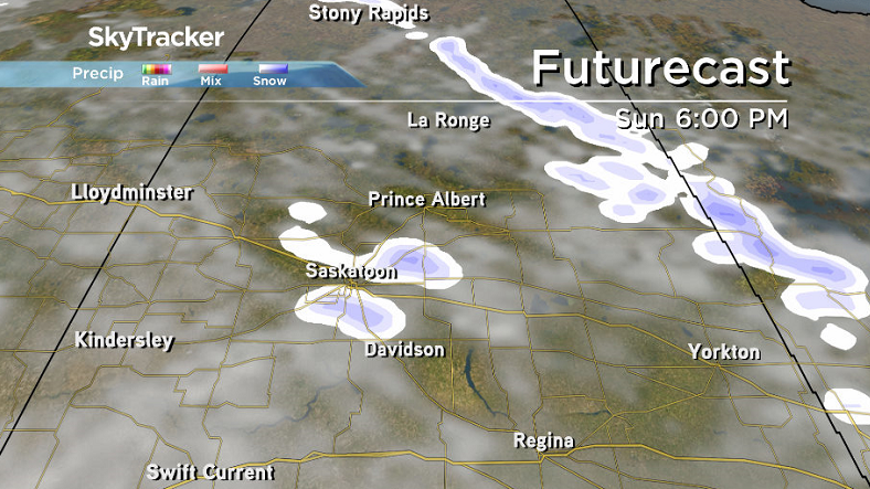There's a chance of snow on Sunday under mostly cloudy skies.