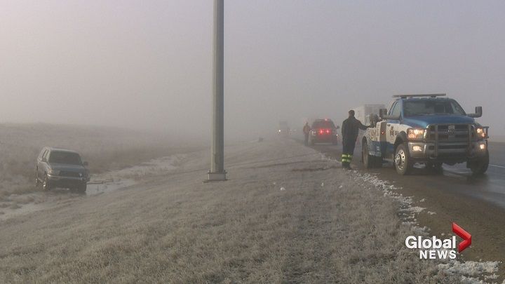 Enmax was called due to live wires exposed by the crash into the light standard on Stoney Trail Monday, Feb. 20, 2017.