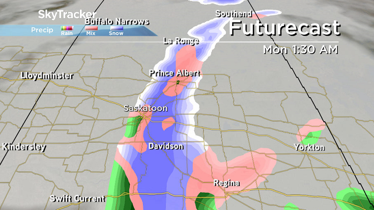 As the column of air cools, precipitation will likely switch over to snow into early Monday morning.