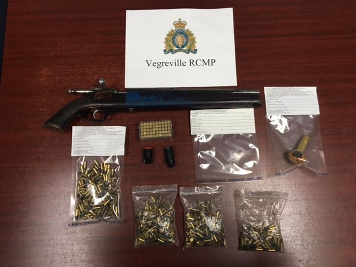 A 27-year-old Vegreville man was arrested on Thursday, Feb. 23, 2017 after police found a sawed-off rifle, ammunition and homemade explosives during an investigation. 