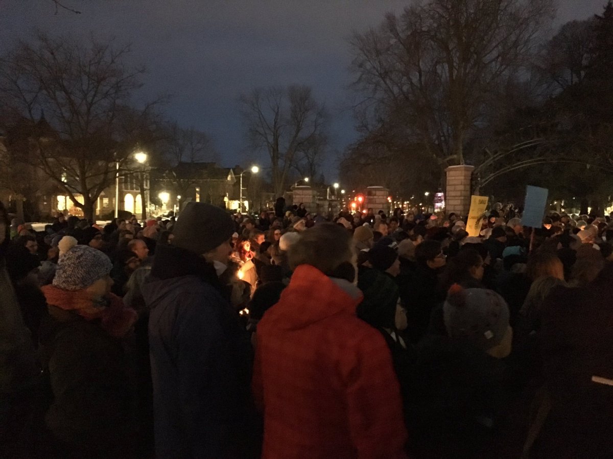 Around a thousand people gathered in Victoria Park for the vigil.