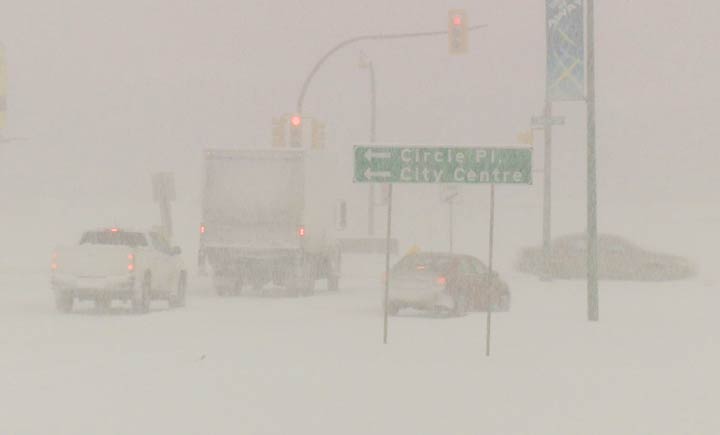 The city says snow overnight has reduced roadway visibility and caused slippery driving conditions in Saskatoon.