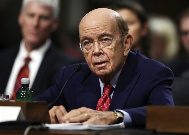 In this Jan. 18, 2017, file photo, Commerce Secretary nominee Wilbur Ross testifies on Capitol Hill in Washington, at his confirmation hearing before the Senate Commerce Committee.