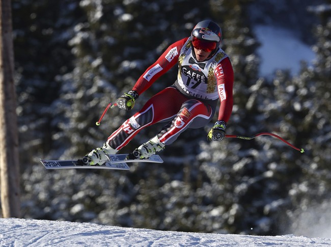 Canada's Erik Guay competes during an alpine ski, men's World Cup downhill training, in Kvitfjell, Norway, Thursday, Feb. 23, 2017.