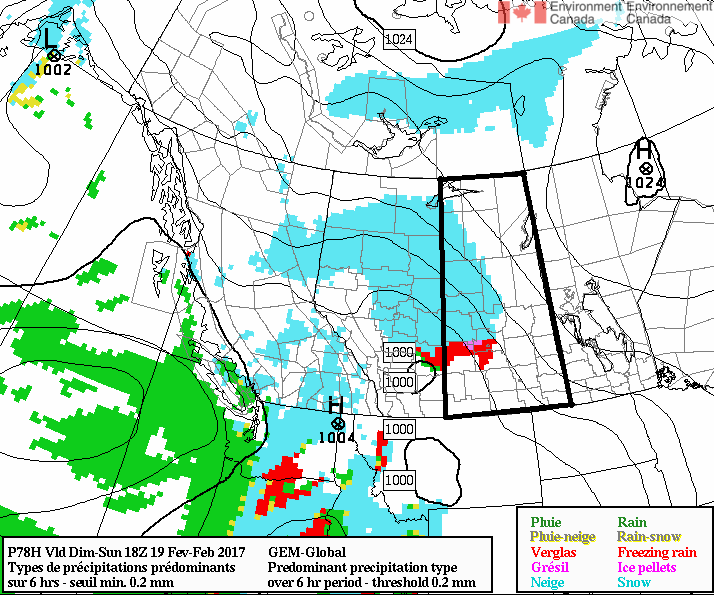 Freezing rain, rain and snow are possible in Saskatoon on Sunday and Family Day Monday.