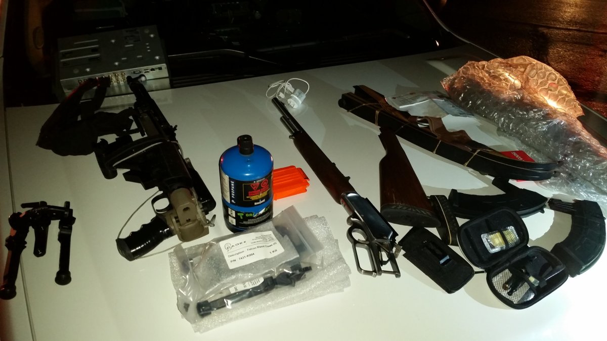 Leduc RCMP seized firearms - one stolen - and ammunition from a man walking on a highway. 