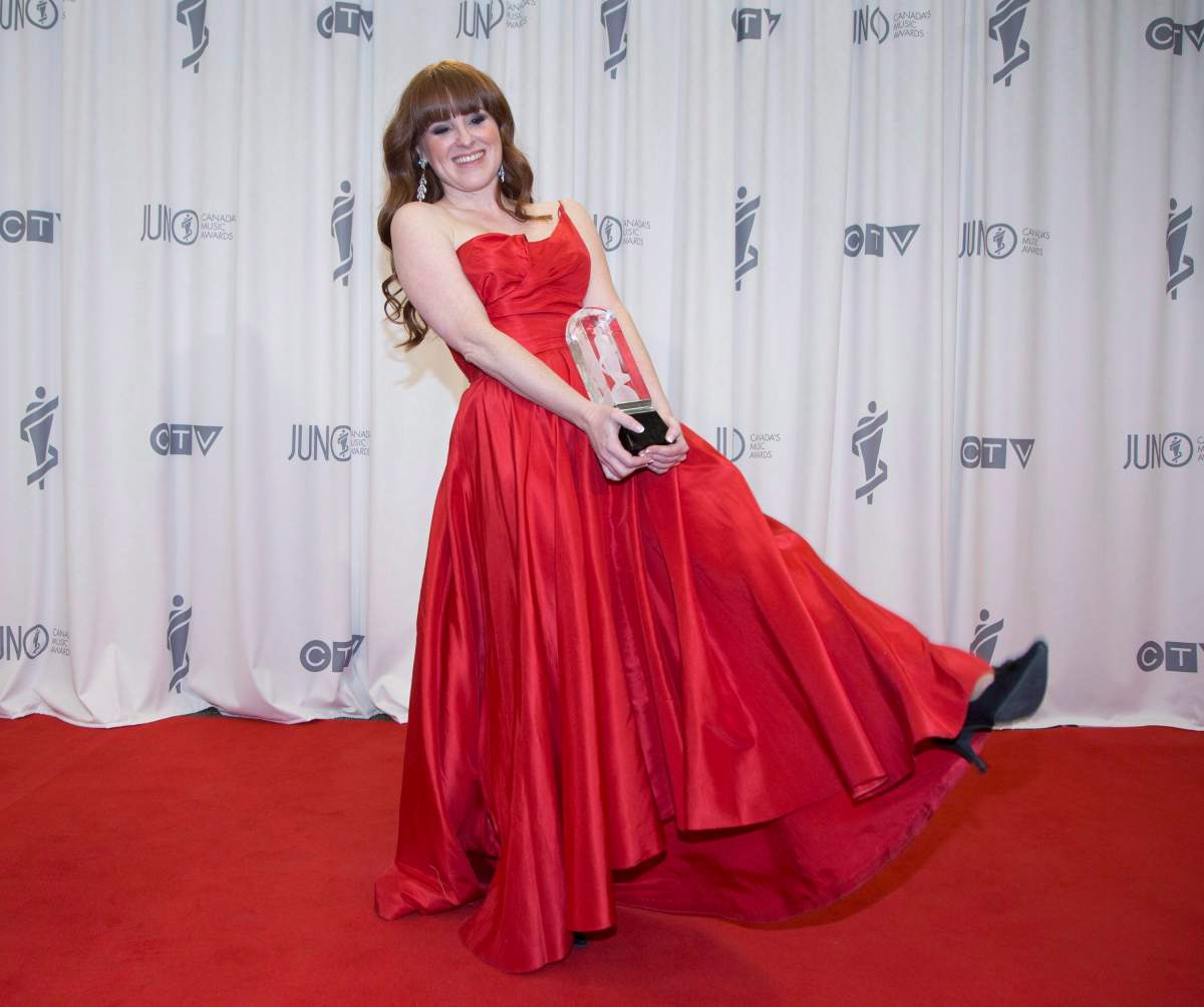 Diana Panton backstage after winning Vocal Jazz Album of the Year during the JUNO Gala Dinner and Awards in Hamilton on March 14, 2015.