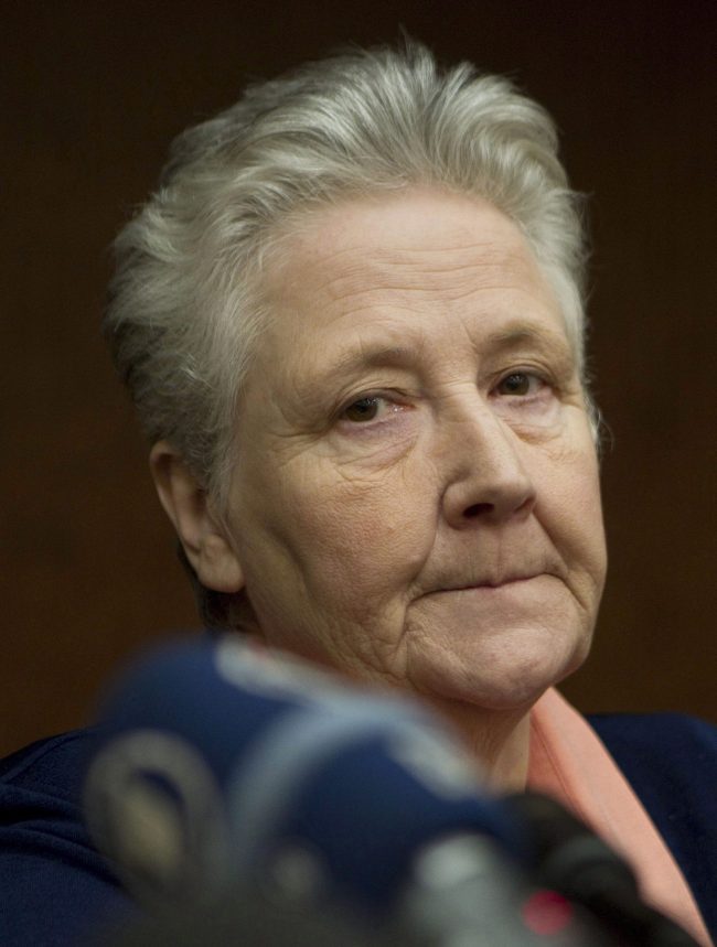 Marie Collins, who was assaulted as a 13-year-old by a hospital chaplain in Ireland, attends a press conference at a Vatican-backed symposium on clerical sex abuse in Rome, Italy in this Feb. 7, 2012 file photo.

