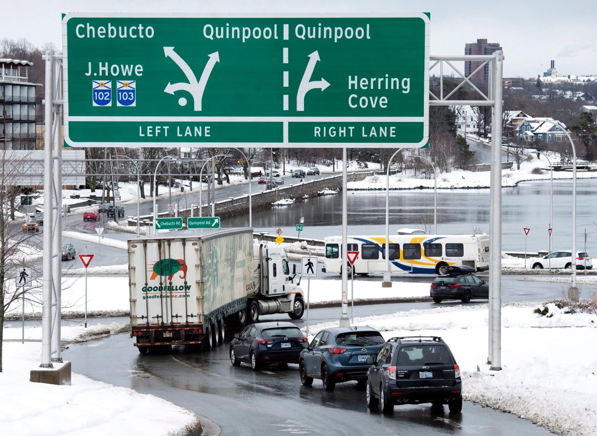 The Armdale traffic circle, located near the Northwest Arm, is seen in Halifax on Monday, March 20, 2017. The roundabout receives traffic in five directions and is one of the main entrance and exit points to the city. Researchers at Dalhousie University have established a computer model that incorporates traffic statistics that could help emergency planners better prepare for a mass evacuation of the city in case of flooding or similar crisis. 