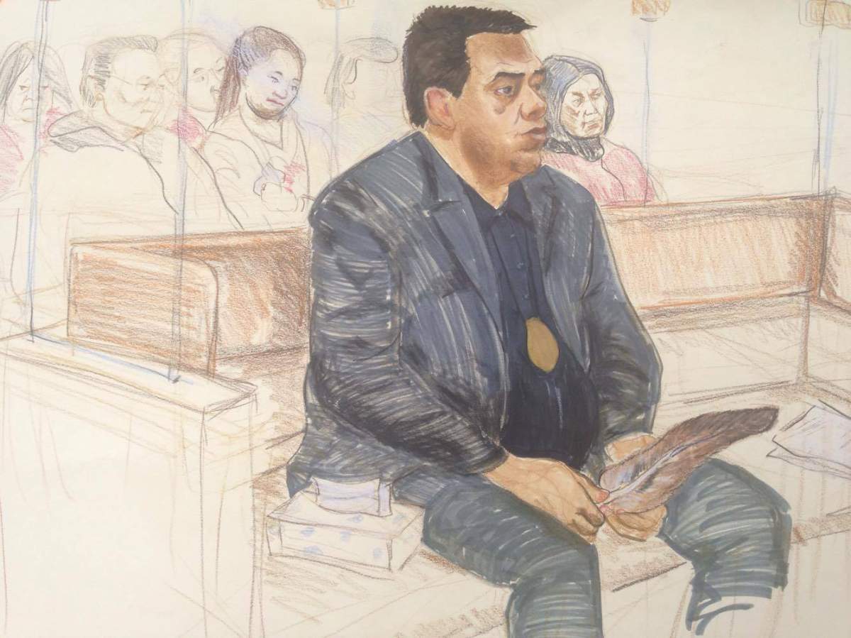 Samuel Alec listening to the victim impact statements of family and friends of Kelly Blunden, 53, and Ross Chafe, 50.