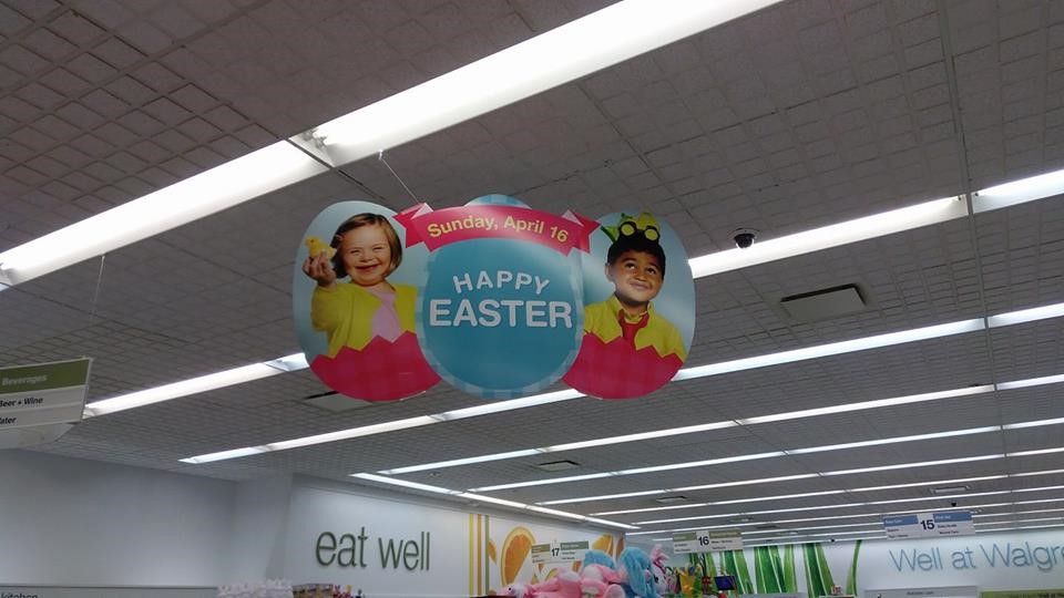 Banners in Walgreens feature Driscoll’s daughter.