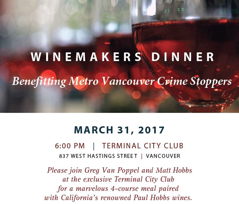 Metro Vancouver Crime Stoppers – Winemakers Dinner Event - image