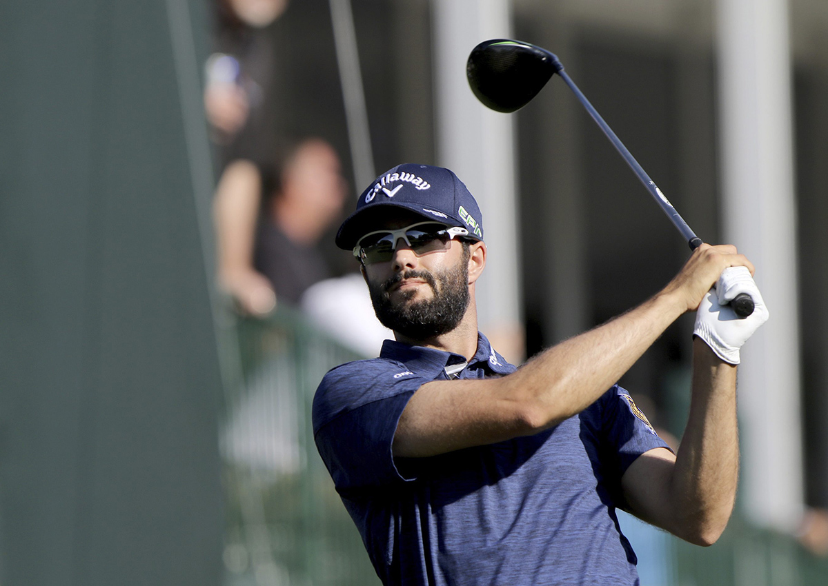 Adam Hadwin drives at 18 while playing in the second round of the Valspar Golf Championship at Innisbrook Resort and Golf Club's Copperhead Course on Friday, March 10, 2017, in Palm Harbor.