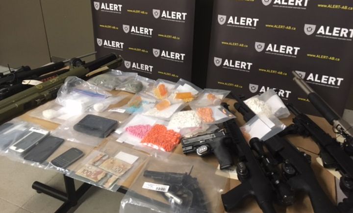 Drugs and guns were seized in a March 15, 2017 raid of two homes in Lethbridge and Coaldale.