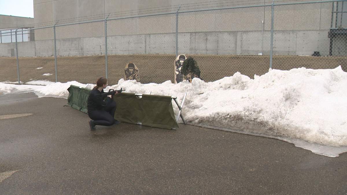 Future army reservists take part in drills Saturday.