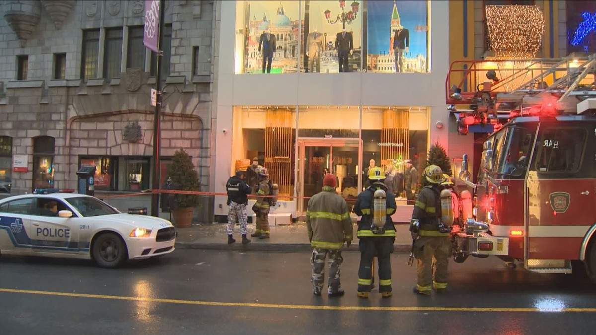 A men's clothing store on Peel Street has been the target of an incendiary device, Wednesday, March 8, 2017.
