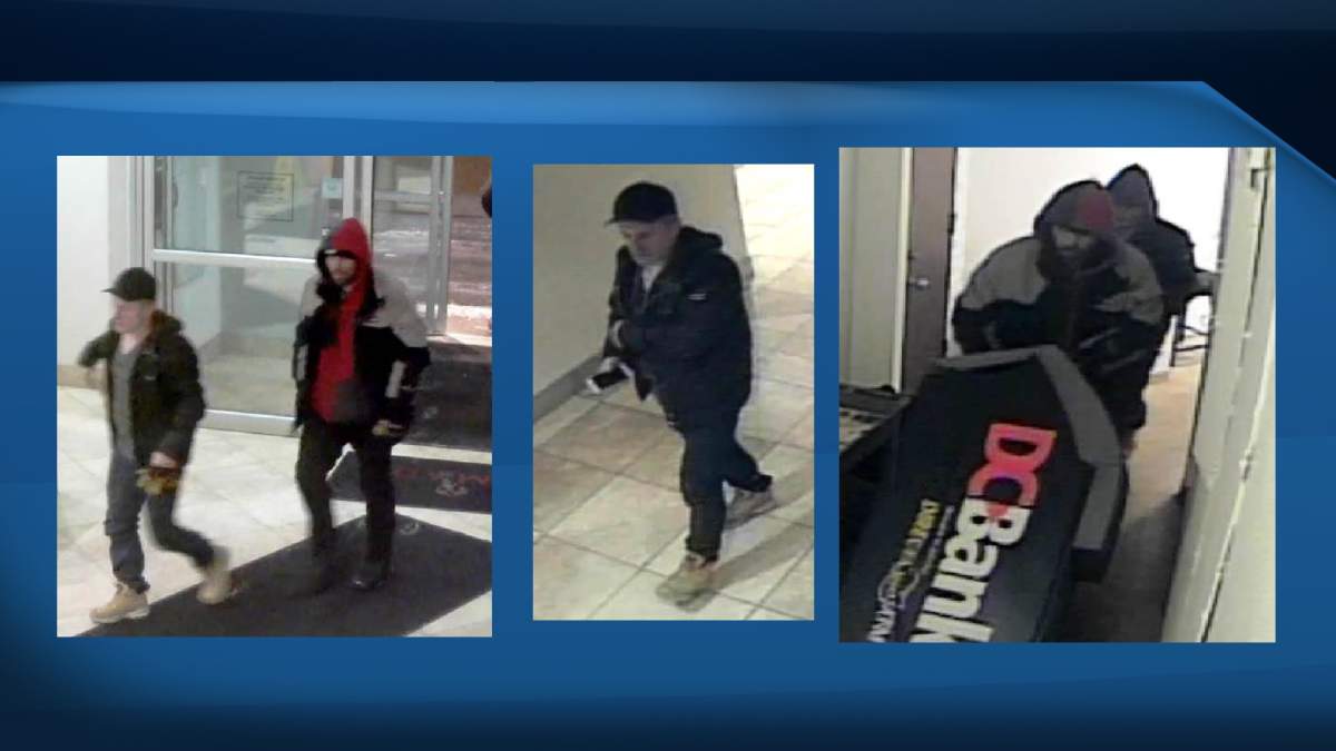 Surveillance video still of two suspects stealing an ATM from the Ramada Edmonton South near 53 Avenue and Calgary Trail on March 11, 2017.