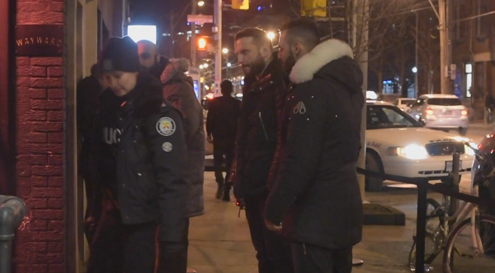Toronto Police at the Queen West club where a bouncer was assaulted Friday night. Andrew Collins/ Global News.