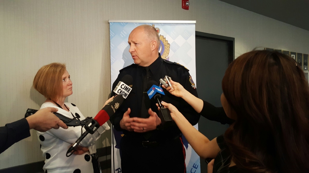Regina police chief Evan Bray speaks to media regarding Nadine Machiskinic's death.