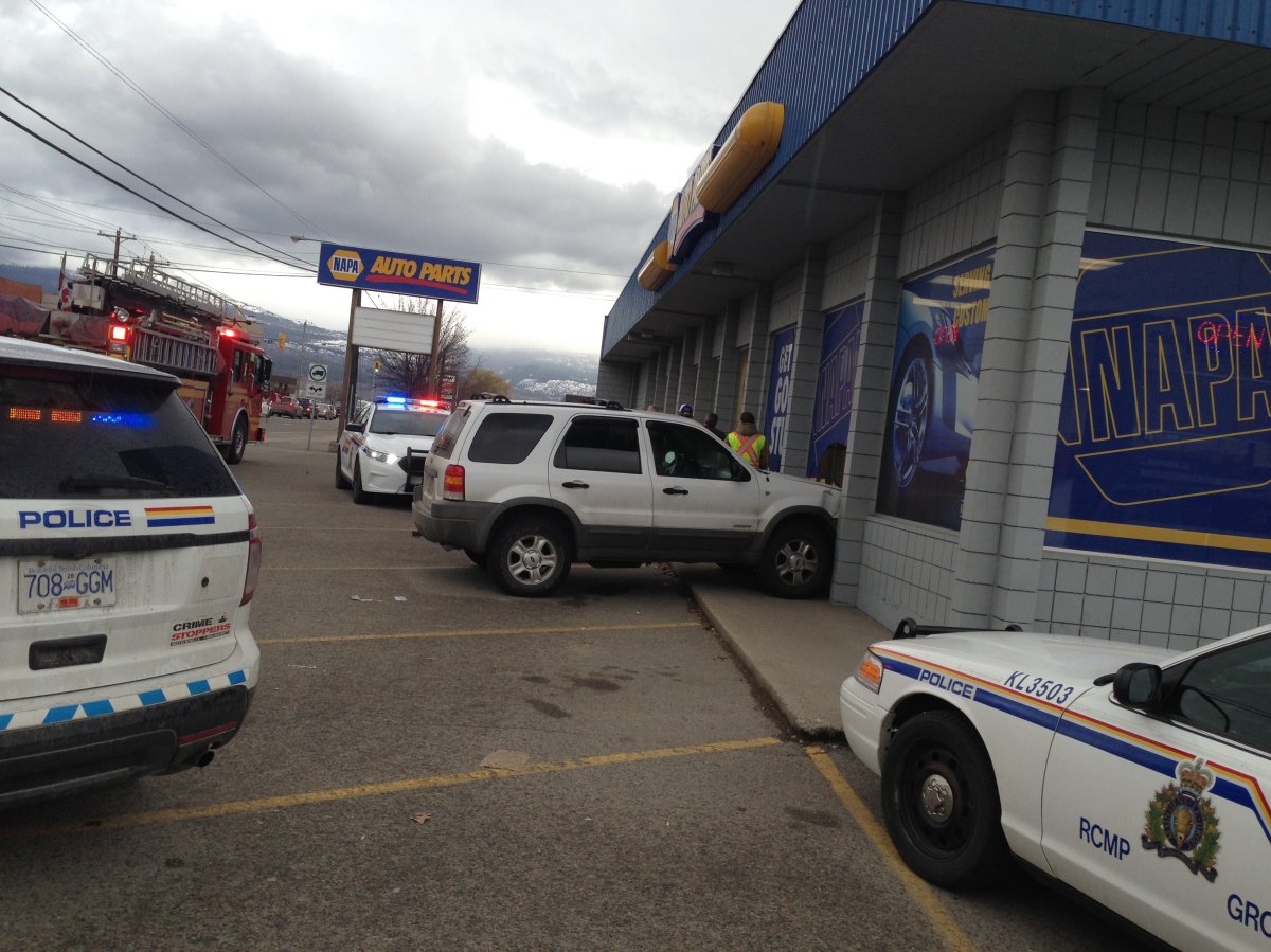 There's no word on how an SUV drove into the NAPA store in Kelowna Wednesday. 
