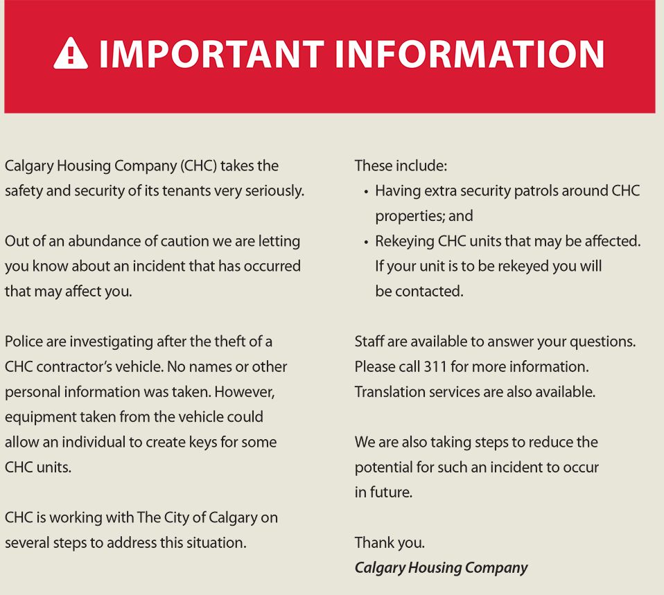 Calgary Housing Company pamphlet