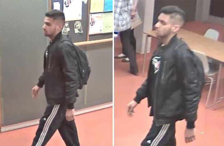 Security images of suspect wanted in a child luring investigation at a Toronto Public Library location.