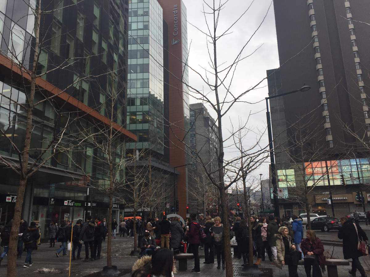 Concordia students are evacuated after a potential bomb threat targeting "where Muslims hang out," Wednesday, March 1, 2017.
