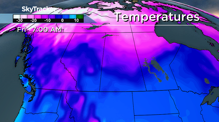 Cooler air slides in on Friday behind the low pressure system bringing in the snow on Thursday.