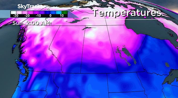 Cold front slides through and drops Saskatoon back below freezing this weekend.