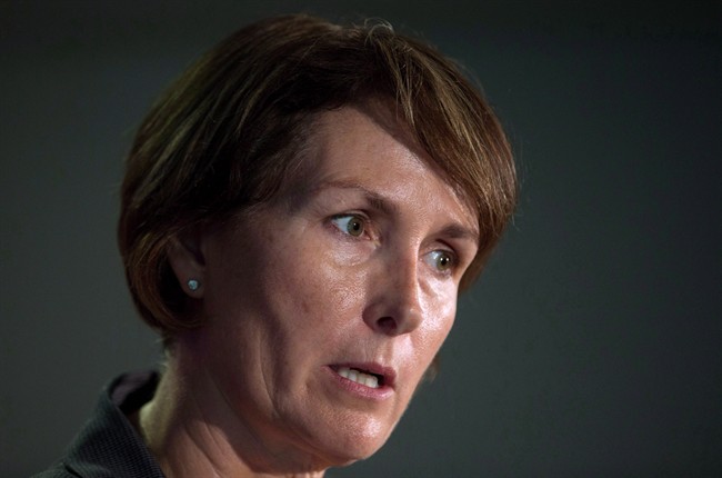 Then-B.C. Representative for Children and Youth Mary Ellen Turpel-Lafond speaks during a news conference after releasing a joint report with the B.C. Information and Privacy Commissioner about cyberbullying, in Vancouver, B.C., in November 2015.