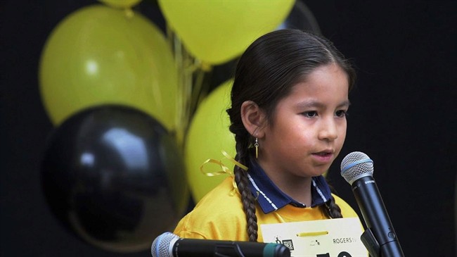A still photo from the documentary "Bee Nation" is shown in a handout photo. A film about Saskatchewan students competing in the first province-wide First Nations Spelling Bee will help kick off this year's Hot Docs Canadian International Documentary Festival.