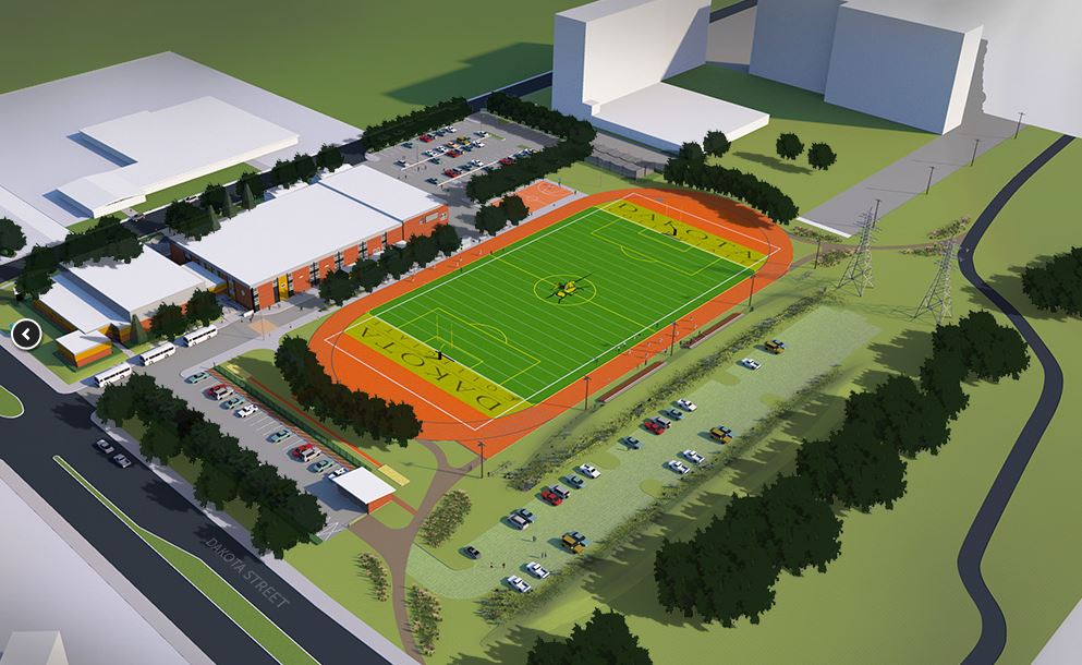 Organizers said the turf field will include bleachers and a video scoreboard.
